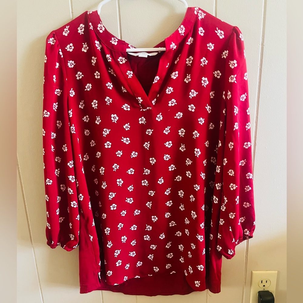 Red and white blouse